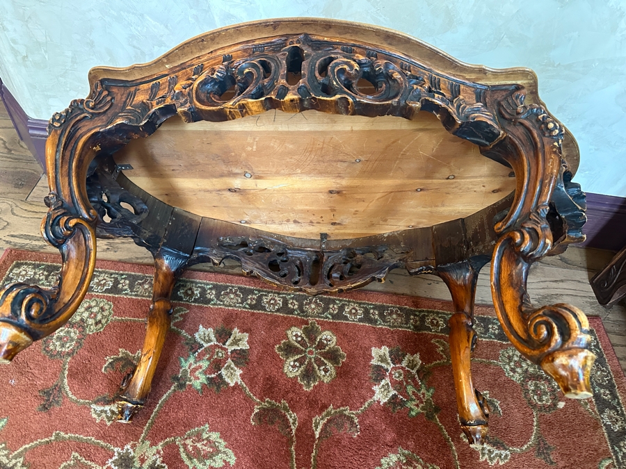 Inlaid Wooden Italian Marquetry Coffee Table 43'W x 27'D x 20.5H [Photo 8]