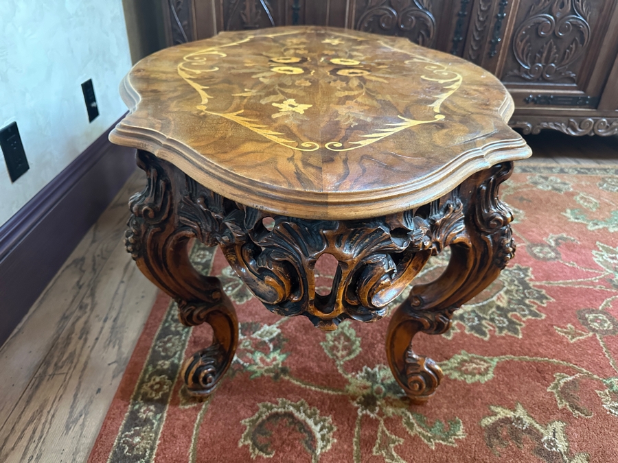 Inlaid Wooden Italian Marquetry Coffee Table 43'W x 27'D x 20.5H [Photo 7]