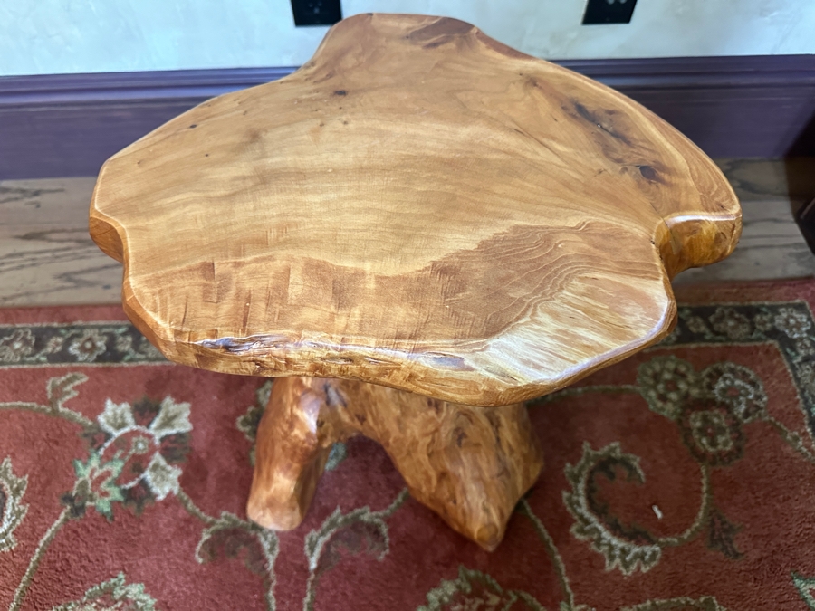 Organic Sculptural Wooden Side Table 16.5'W x 13'D x 19'H [Photo 4]