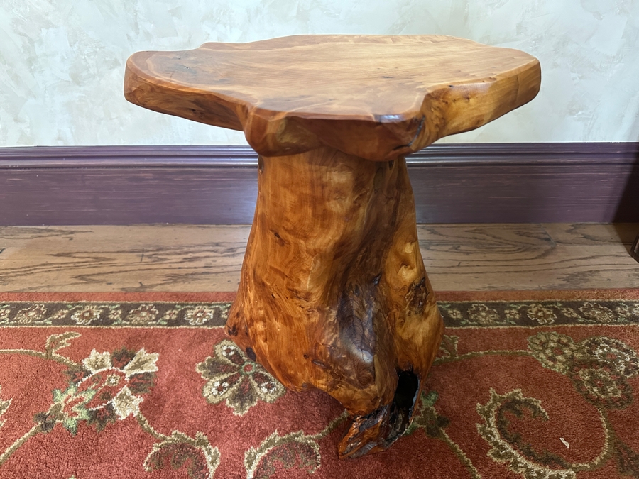 Organic Sculptural Wooden Side Table 16.5'W x 13'D x 19'H [Photo 5]