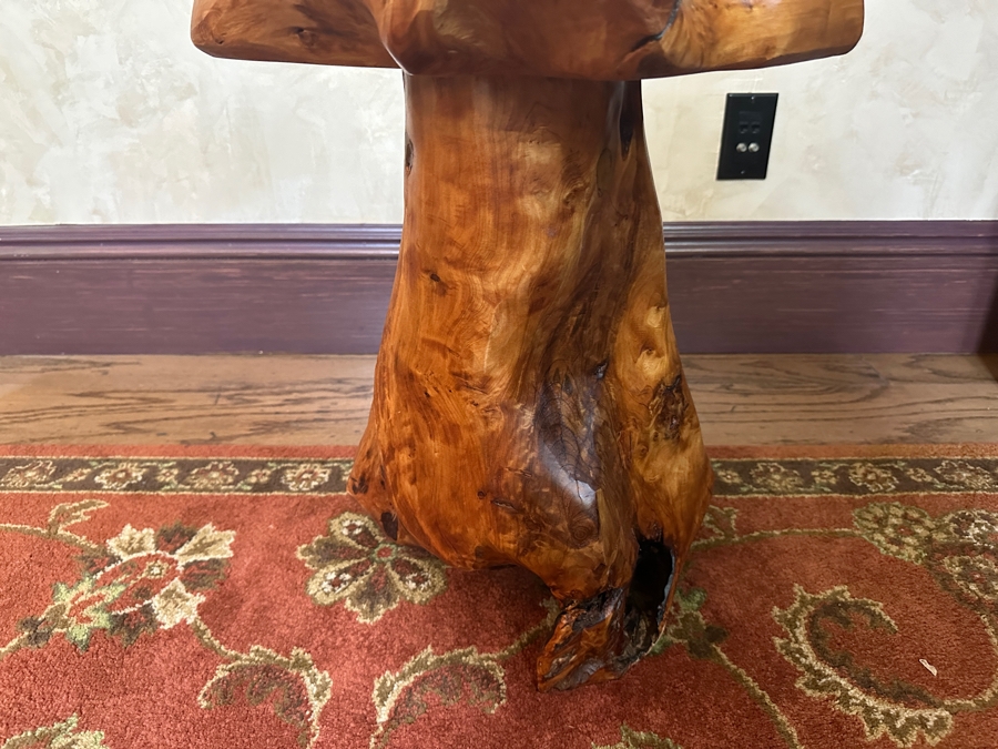 Organic Sculptural Wooden Side Table 16.5'W x 13'D x 19'H [Photo 6]