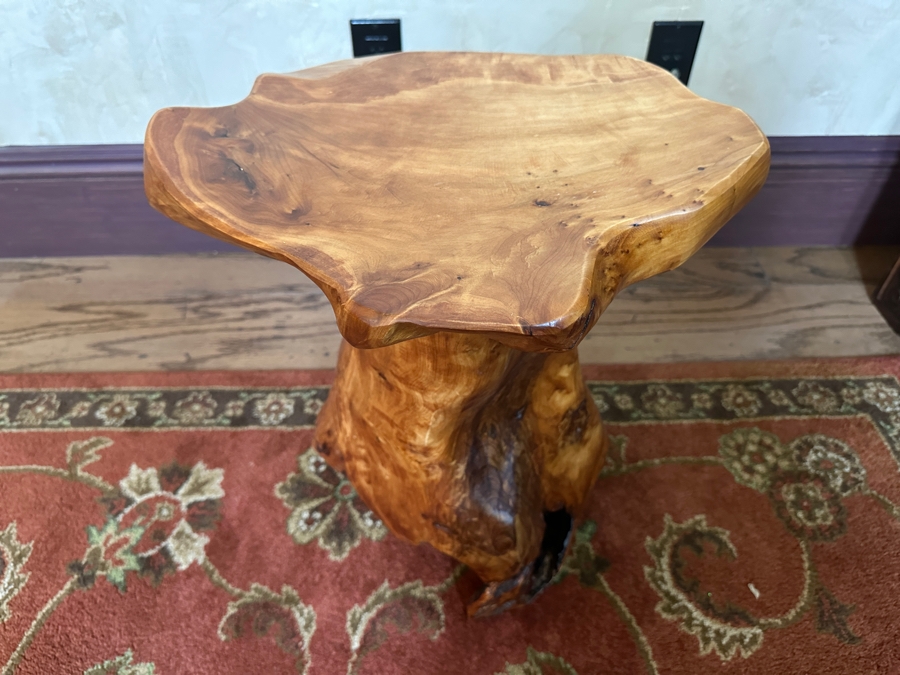 Organic Sculptural Wooden Side Table 16.5'W x 13'D x 19'H [Photo 7]
