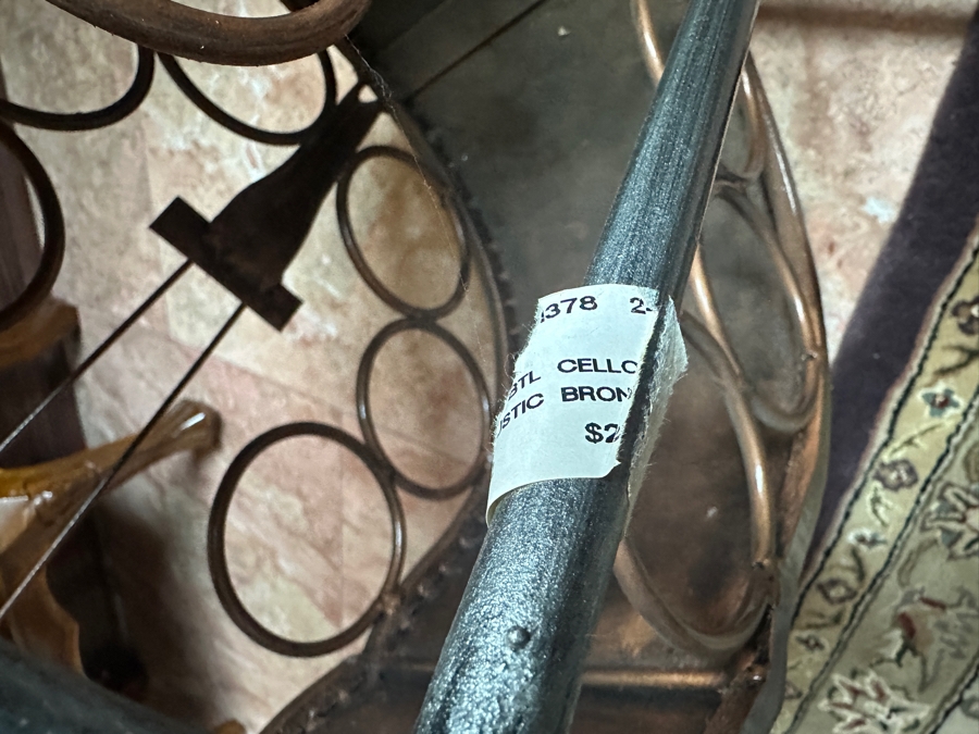 Freestanding Custom Wrought Iron Cello Wine Rack - Heavy! [Photo 5]