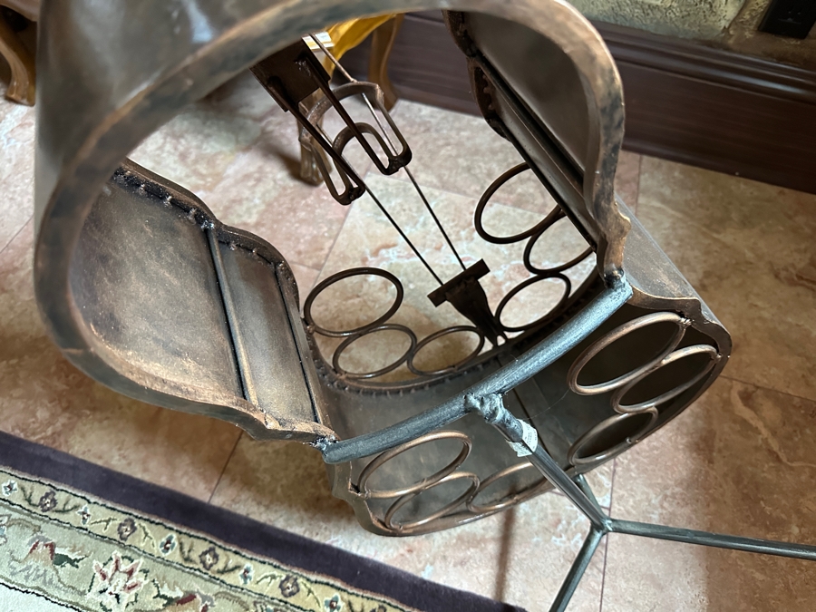 Freestanding Custom Wrought Iron Cello Wine Rack - Heavy! [Photo 6]