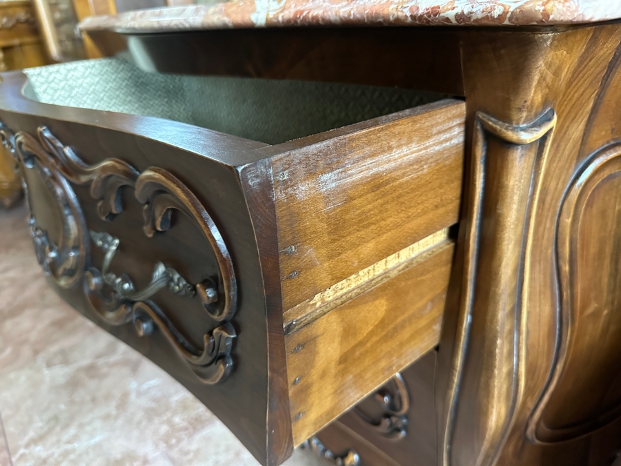 Italian Wooden Chest of Drawers with Marble Top 37'W x 15.5'D x 29'H [Photo 5]