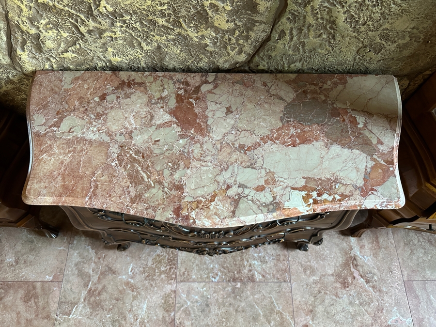 Italian Wooden Chest of Drawers with Marble Top 37'W x 15.5'D x 29'H [Photo 6]