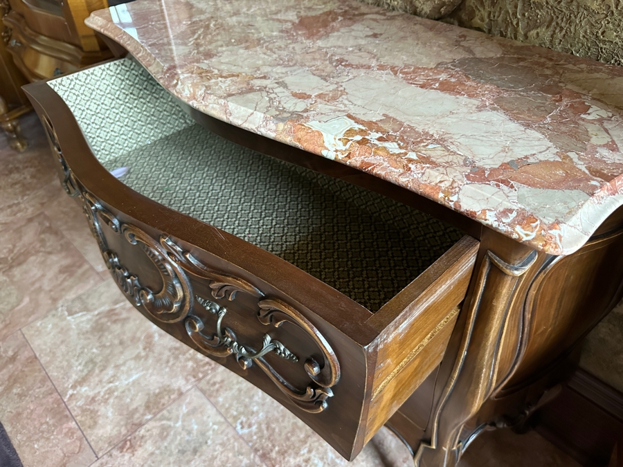 Italian Wooden Chest of Drawers with Marble Top 37'W x 15.5'D x 29'H [Photo 4]