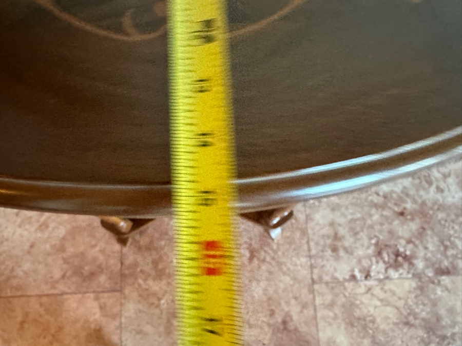 Kidney Shaped Marquetry Topped Side Table with Drawer 22'W x 15'D x 27'H [Photo 7]