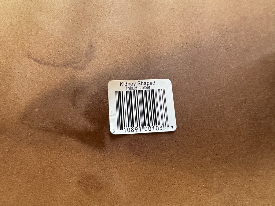 Kidney Shaped Marquetry Topped Side Table with Drawer 22'W x 15'D x 27'H [Photo 9]