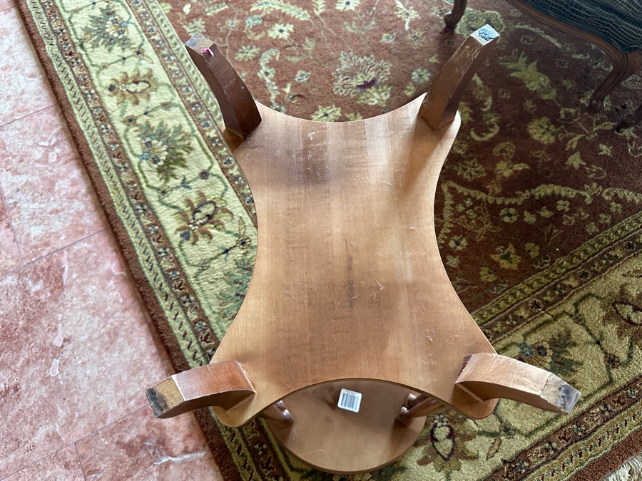 Kidney Shaped Marquetry Topped Side Table with Drawer 22'W x 15'D x 27'H [Photo 10]