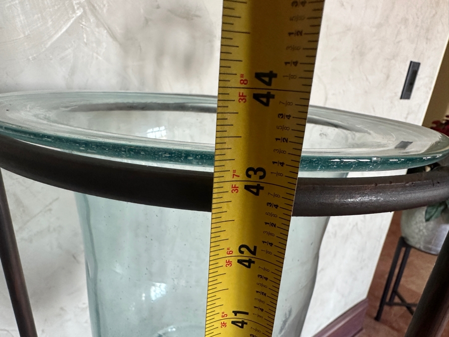 Freestanding Wrought Iron Plant Stands with Glass Vases 43'H/45'H [Photo 5]