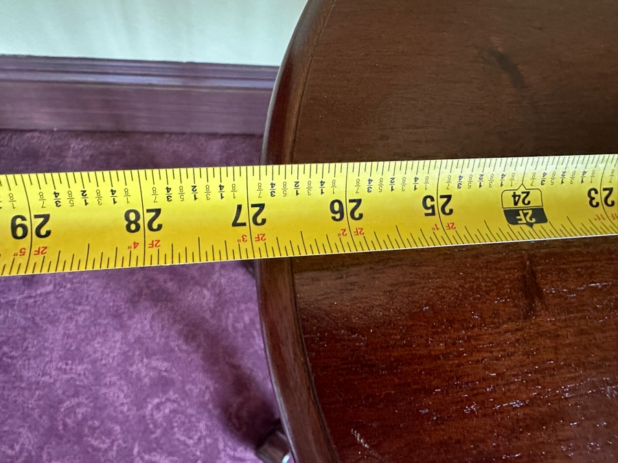 Pair of Wooden Oval Side Tables with Drawers 27'W x 19.5D x 29.5H [Photo 4]