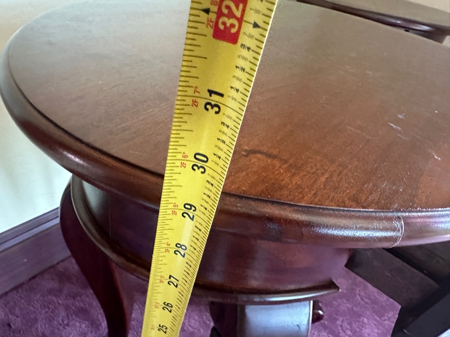 Pair of Wooden Oval Side Tables with Drawers 27'W x 19.5D x 29.5H [Photo 6]