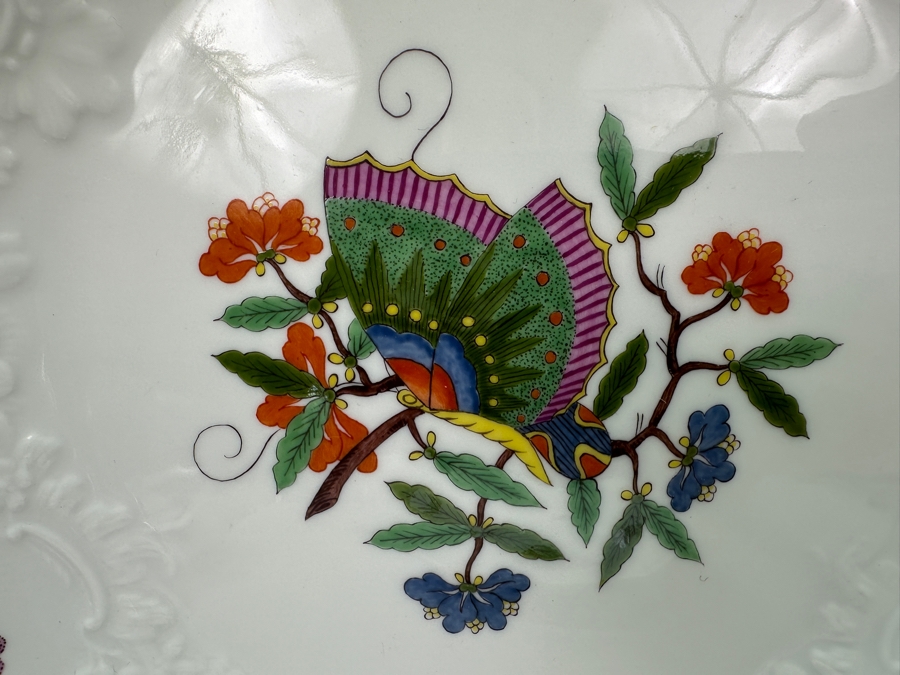 Meissen (Germany) Fine Porcelain Individually Hand Painted 'Butterfly Painting With Gold Rim' Schmetterling Starter Set, Service For 2, (Dinner Plate, Salad Plate, Bowl, Fancy Cup & Saucer) X 2 - 10 Pieces - Each An Original Work Of Art - Estimate $2,500 [Photo 26]