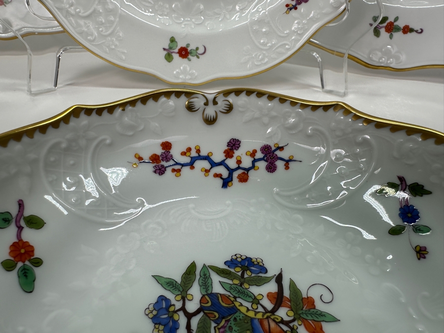 Meissen (Germany) Fine Porcelain Individually Hand Painted 'Butterfly Painting With Gold Rim' Schmetterling Starter Set, Service For 2, (Dinner Plate, Salad Plate, Bowl, Fancy Cup & Saucer) X 2 - 10 Pieces - Each An Original Work Of Art - Estimate $2,500 [Photo 9]