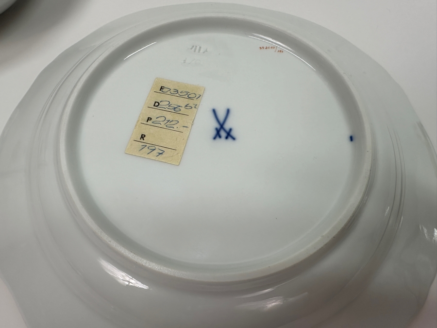 Meissen (Germany) Fine Porcelain Individually Hand Painted 'Butterfly Painting With Gold Rim' Schmetterling, Service For 4, (Dinner Plate, Salad Plate, Bowl, Cup & Saucer) X 4 - 20 Pieces - Each An Original Work Of Art - Estimate $5,000 [Photo 24]