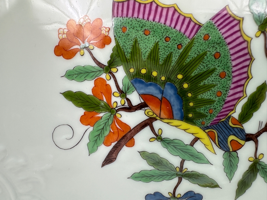 Meissen (Germany) Fine Porcelain Individually Hand Painted 'Butterfly Painting With Gold Rim' Schmetterling, Service For 4, (Dinner Plate, Salad Plate, Bowl, Cup & Saucer) X 4 - 20 Pieces - Each An Original Work Of Art - Estimate $5,000 [Photo 13]