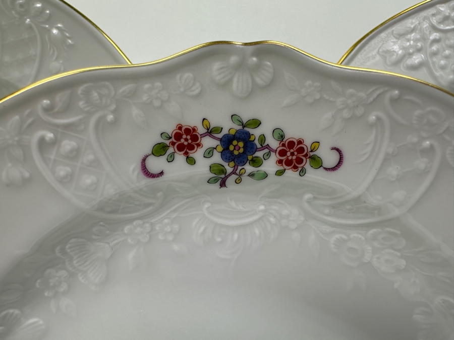 Meissen (Germany) Fine Porcelain Individually Hand Painted 'Butterfly Painting With Gold Rim' Schmetterling, Service For 4, (Dinner Plate, Salad Plate, Bowl, Cup & Saucer) X 4 - 20 Pieces - Each An Original Work Of Art - Estimate $5,000 [Photo 9]
