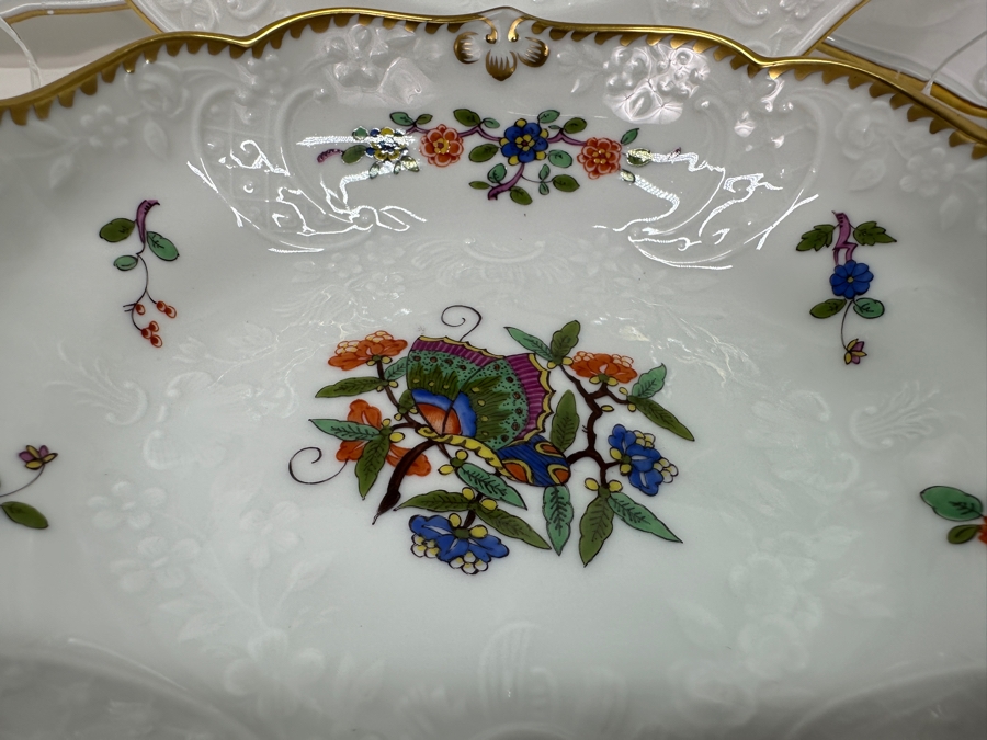 Meissen (Germany) Fine Porcelain Individually Hand Painted 'Butterfly Painting With Gold Rim' Schmetterling, Service For 4, (Dinner Plate, Salad Plate, Bowl, Fancy Cup & Saucer) X 4 - 20 Pieces - Each An Original Work Of Art - Estimate $5,000 [Photo 7]