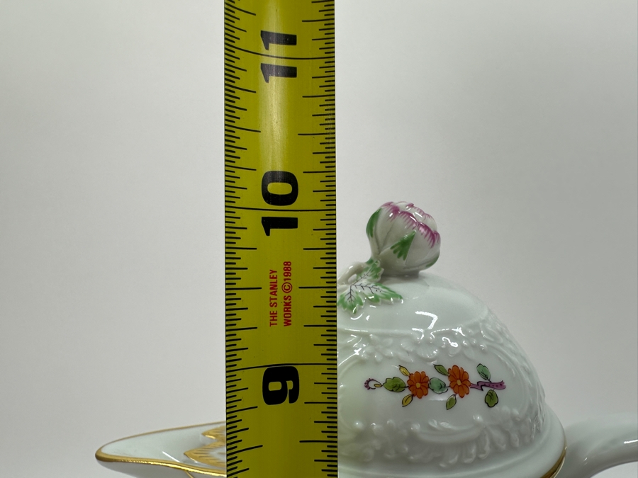 Meissen (Germany) Fine Porcelain Individually Hand Painted 'Colorful Chinese Butterfly Painting With Gold Rim' Schmetterling, Coffee Pot 10H & Creamer 4H Estimate $1,800 [Photo 23]