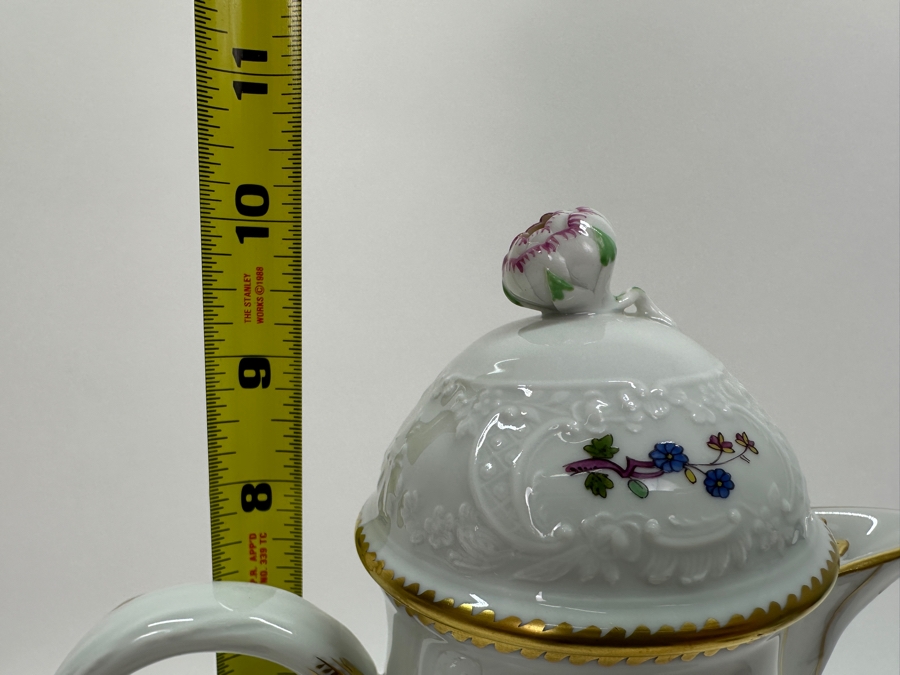 Meissen (Germany) Fine Porcelain Individually Hand Painted 'Colorful Chinese Butterfly Painting With Gold Rim' Schmetterling, Coffee Pot 10H, Sugar 4H & Creamer 4H Estimate $2,050 [Photo 24]
