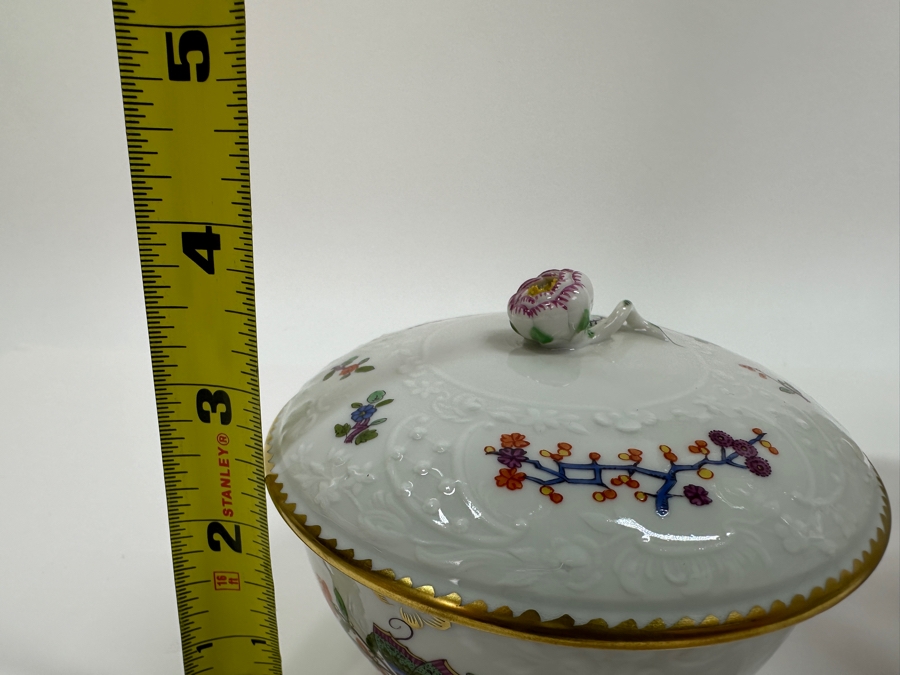 Meissen (Germany) Fine Porcelain Individually Hand Painted 'Colorful Chinese Butterfly Painting With Gold Rim' Schmetterling, Coffee Pot 10H, Sugar 4H & Creamer 4H Estimate $2,050 [Photo 25]