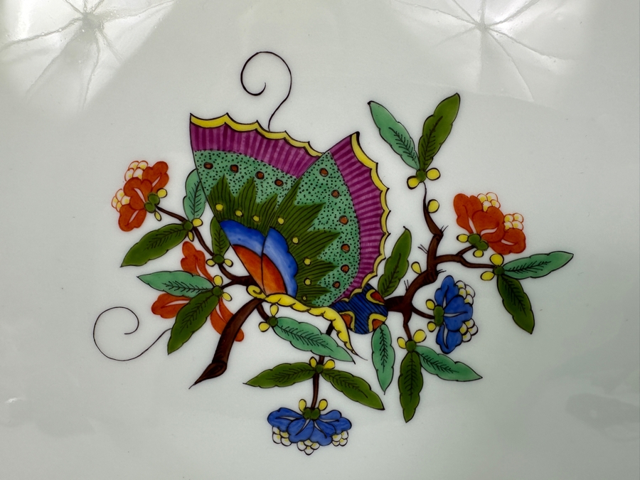 Meissen (Germany) Fine Porcelain Individually Hand Painted 'Colorful Chinese Butterfly Painting With Gold Rim' Schmetterling, Service Charger Plate 12W Estimate $300 [Photo 3]