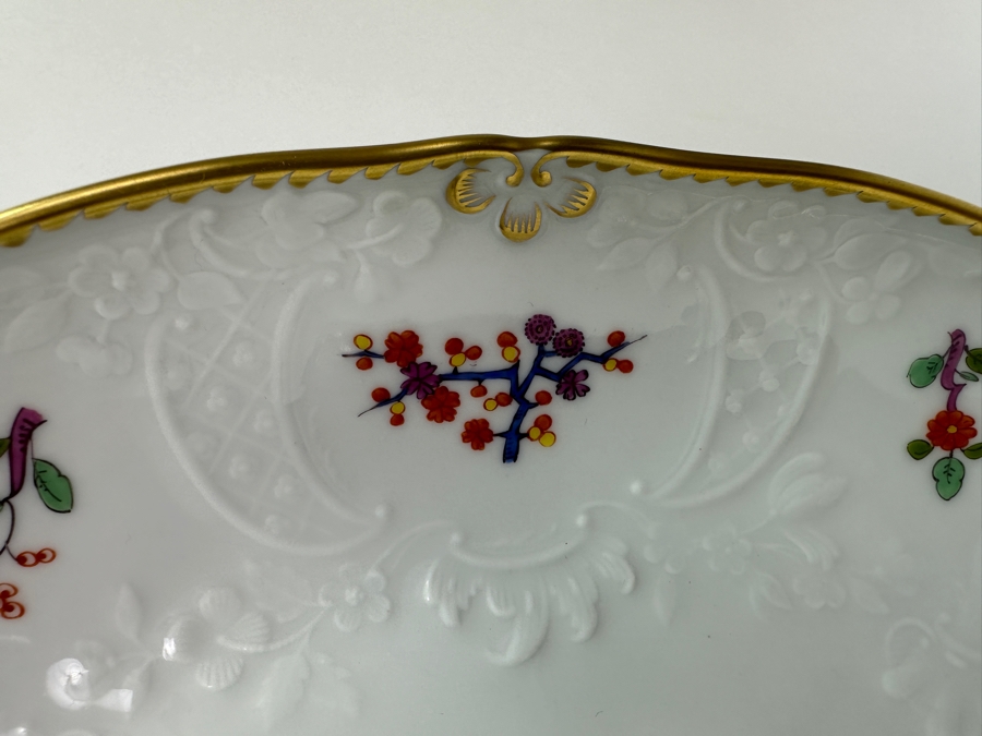 Meissen (Germany) Fine Porcelain Individually Hand Painted 'Colorful Chinese Butterfly Painting With Gold Rim' Schmetterling, Service Charger Plate 12W Estimate $300 [Photo 7]