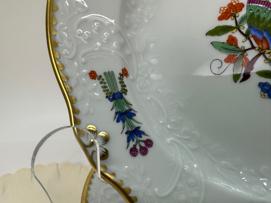Meissen (Germany) Fine Porcelain Individually Hand Painted 'Colorful Chinese Butterfly Painting With Gold Toothed Edge' Schmetterling, Six Underplates For Cup & Saucer 7-1/8'W Estimate $1,200 [Photo 8]