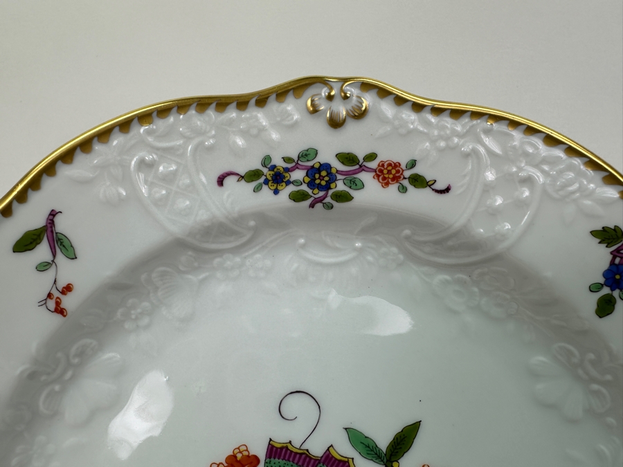 Meissen (Germany) Fine Porcelain Individually Hand Painted 'Colorful Chinese Butterfly Painting With Gold Toothed Edge' Schmetterling, Six Underplates For Cup & Saucer 7-1/8'W Estimate $1,200 [Photo 6]