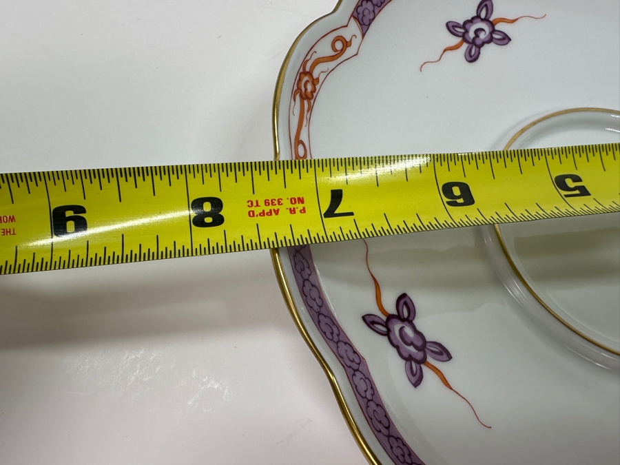 Meissen (Germany) Fine Porcelain Individually Hand Painted Purple Dragon Double-Handled Cup 6.5W With Lid And Underplate 7.5W Estimate $700 [Photo 22]