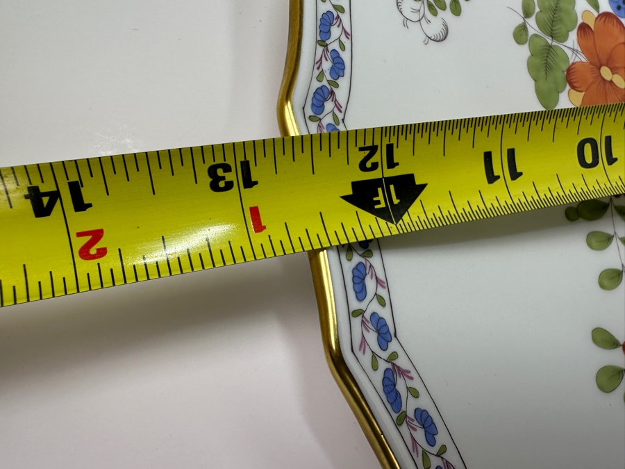 Meissen (Germany) Fine Porcelain Individually Hand Painted 'Colorful Indian Flower Painting, 2 Parts, Gold Edge' Dekor 451110 Service Charger Plate 12.5W Estimate $300 [Photo 10]