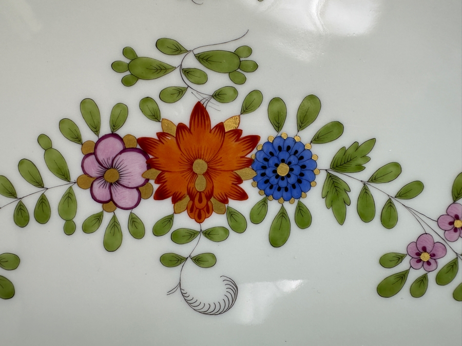 Meissen (Germany) Fine Porcelain Individually Hand Painted 'Colorful Indian Flower Painting, 2 Parts, Gold Edge' Dekor 451110 Service Charger Plate 12.5W Estimate $300 [Photo 4]