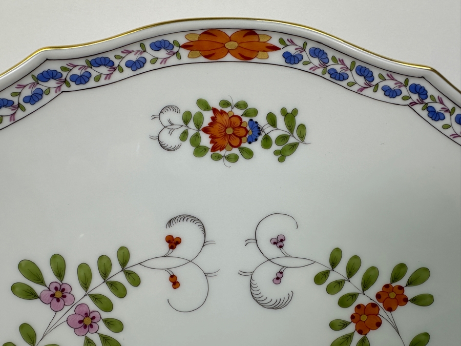 Meissen (Germany) Fine Porcelain Individually Hand Painted 'Colorful Indian Flower Painting, 2 Parts, Gold Edge' Dekor 451110 Service Charger Plate 12.5W Estimate $300 [Photo 3]