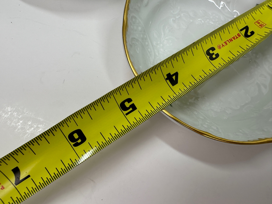 Meissen (Germany) Fine Porcelain Individually Hand Painted Bouquet, Center, Copper Green Gold Toothed Edge Coffee Pot 8H, Sugar 2.5H, Creamer 3H, 6 Demitasse Cups 2H & Saucers 4.5W And Plate 6.5W Dekor 100823 Estimate $3,250 [Photo 29]