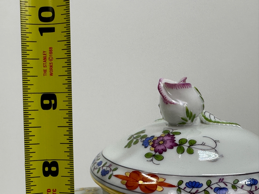Meissen (Germany) Fine Porcelain Individually Hand Painted 'Colorful Indian Flower Painting, 2 Parts, Gold Edge' Dekor 451110 Coffee Pot 9.5H, Creamer 4.5H & Sugar 3.75H Estimate $2,050 [Photo 21]
