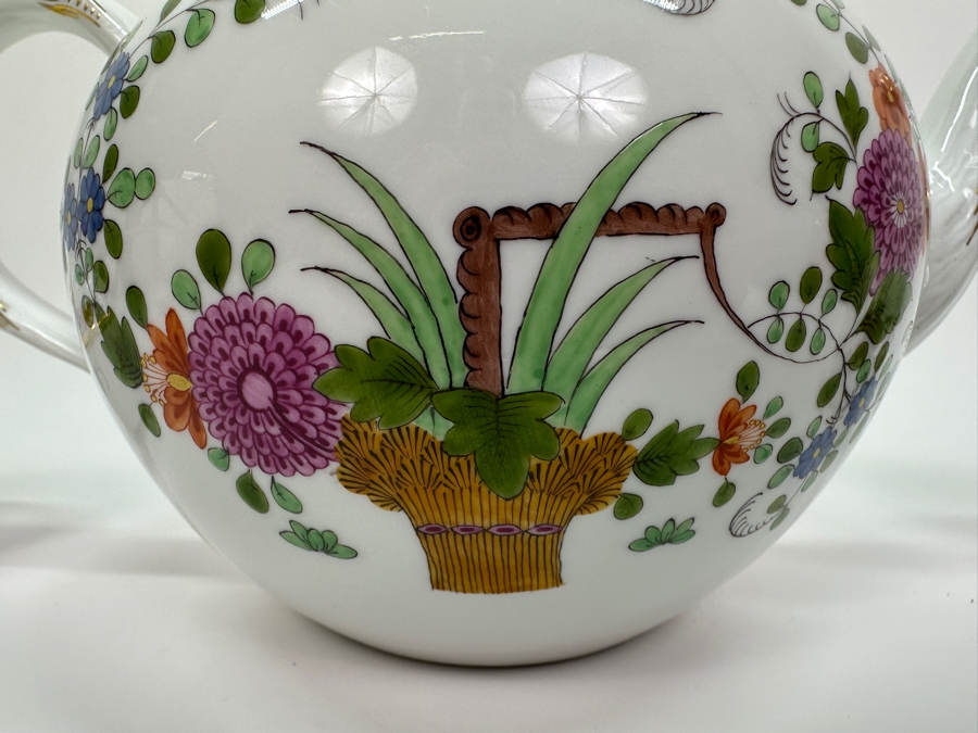 Meissen (Germany) Fine Porcelain Individually Hand Painted 'Colorful Rich Sheaf Pattern With Edge, Gold Edge' Decor 39110 Teapot 5.5H, Creamer 3.75H & Sugar 3.75H Estimate $2,050 [Photo 15]