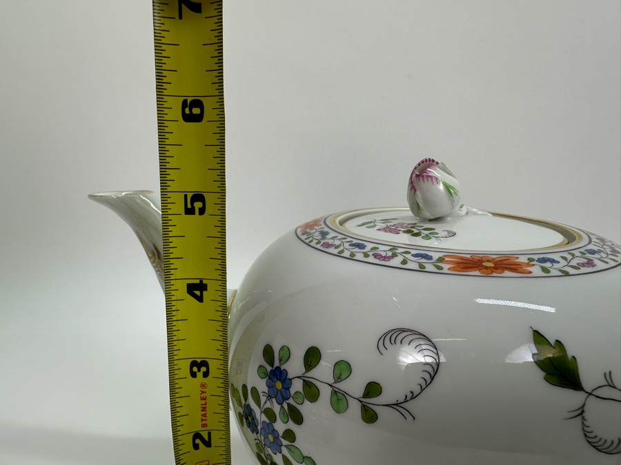 Meissen (Germany) Fine Porcelain Individually Hand Painted 'Colorful Rich Sheaf Pattern With Edge, Gold Edge' Decor 39110 Teapot 5.5H, Creamer 3.75H & Sugar 3.75H Estimate $2,050 [Photo 25]