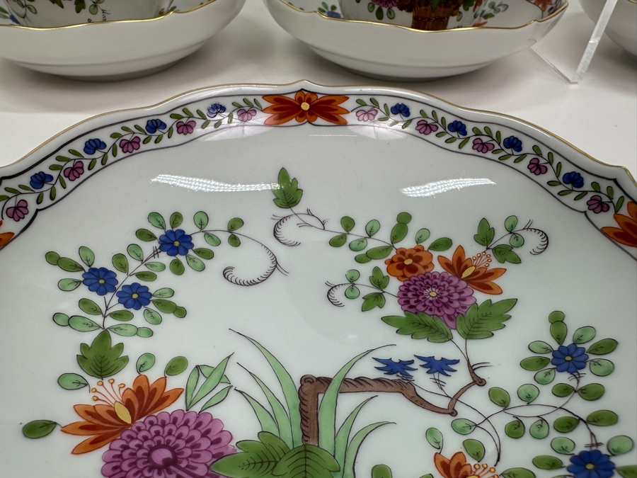 Meissen (Germany) Fine Porcelain Individually Hand Painted 'Colorful Rich Sheaf Pattern With Edge, Gold Edge' Decor 39110 Six Cups 2-5/8H & Saucers 5.5W Estimate $2,250 [Photo 14]