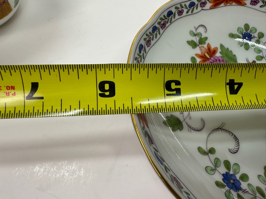 Meissen (Germany) Fine Porcelain Individually Hand Painted 'Colorful Rich Sheaf Pattern With Edge, Gold Edge' Decor 39110 Six Cups 2-5/8H & Saucers 5.5W Estimate $2,250 [Photo 20]