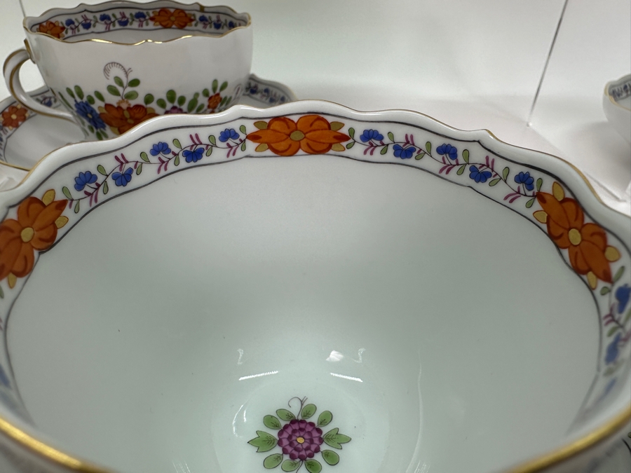 Meissen (Germany) Fine Porcelain Individually Hand Painted 'Colorful Indian Flower Painting, 2 Parts, Gold Edge' Dekor 451110 Six Cups 2.5H & Saucers 5.5W Estimate $2,050	 [Photo 8]