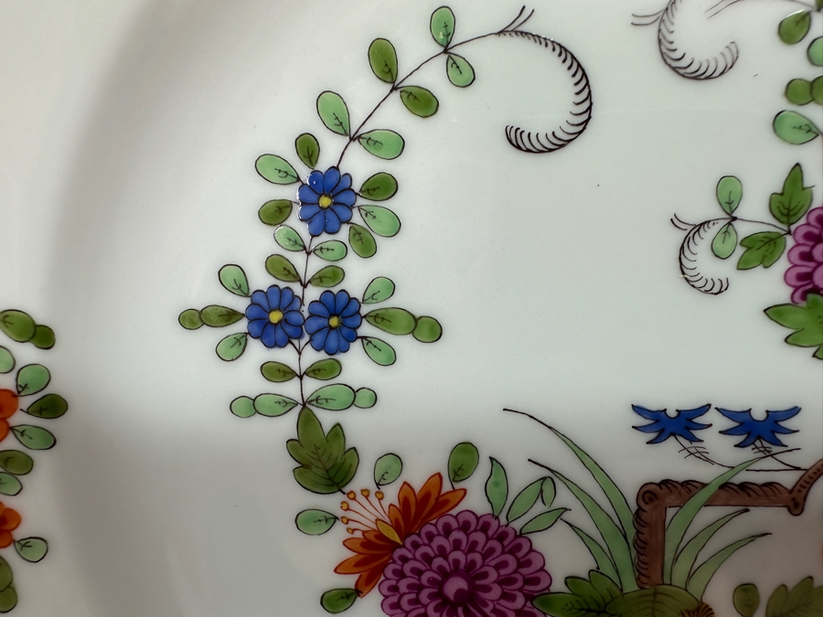 Meissen (Germany) Fine Porcelain Individually Hand Painted 'Colorful Rich Sheaf Pattern With Edge, Gold Edge' Decor 39110 Six Underplates For Cups & Saucers 7-1/8W Estimate $1,200 [Photo 6]