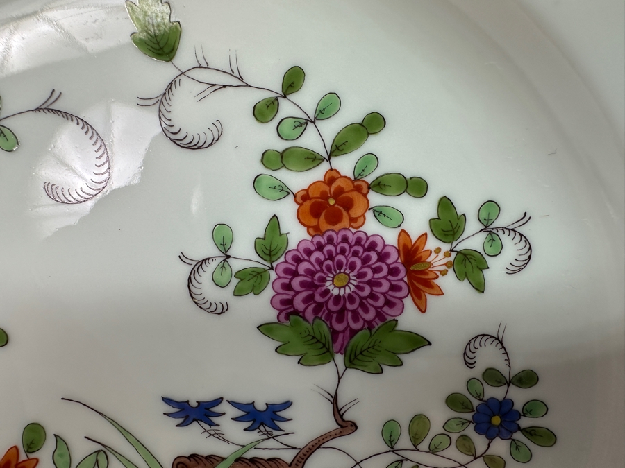 Meissen (Germany) Fine Porcelain Individually Hand Painted 'Colorful Rich Sheaf Pattern With Edge, Gold Edge' Decor 39110 Six Underplates For Cups & Saucers 7-1/8W Estimate $1,200 [Photo 5]