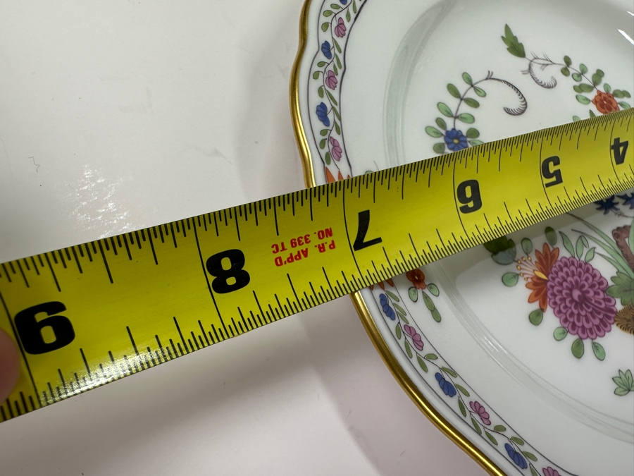 Meissen (Germany) Fine Porcelain Individually Hand Painted 'Colorful Rich Sheaf Pattern With Edge, Gold Edge' Decor 39110 Six Underplates For Cups & Saucers 7-1/8W Estimate $1,200 [Photo 11]