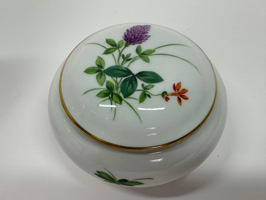 Meissen (Germany) Fine Porcelain Individually Hand Painted Vase 4H And Lidded Box 2H Estimate $250 [Photo 4]