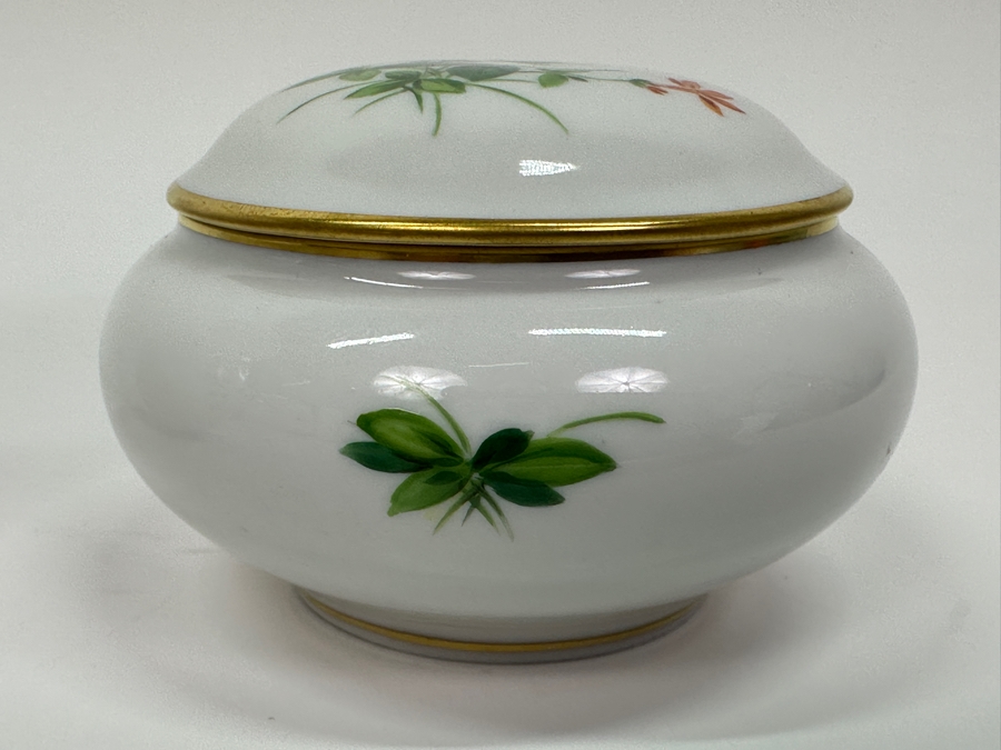 Meissen (Germany) Fine Porcelain Individually Hand Painted Vase 4H And Lidded Box 2H Estimate $250 [Photo 5]