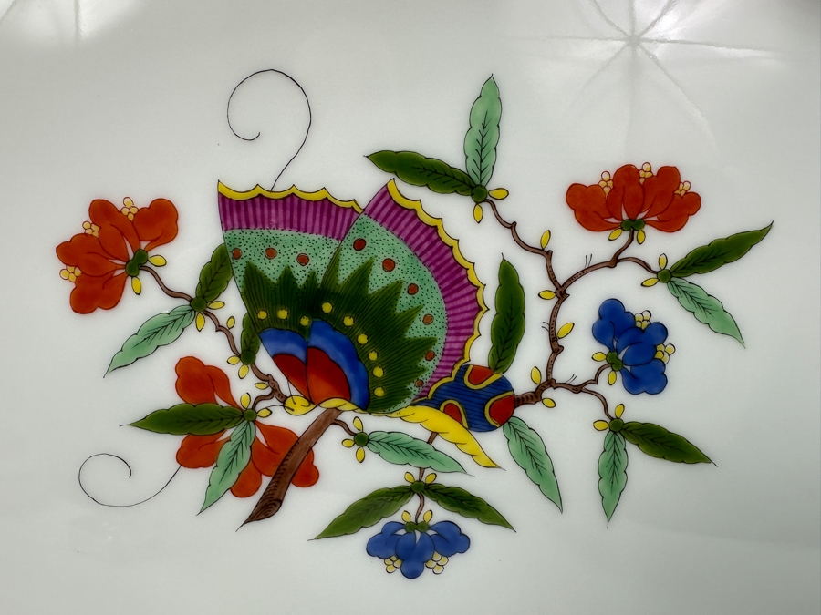 Meissen (Germany) Fine Porcelain Individually Hand Painted 'Colorful Chinese Butterfly Painting With Gold Rim' Schmetterling, Oval Serving Platter 16 X 11.5 Estimate $1,500	 [Photo 4]