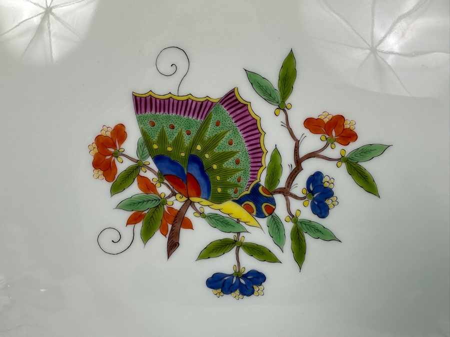 Meissen (Germany) Fine Porcelain Individually Hand Painted 'Colorful Chinese Butterfly Painting With Gold Rim' Schmetterling, Service Charger Plate 12W Estimate $300 [Photo 4]