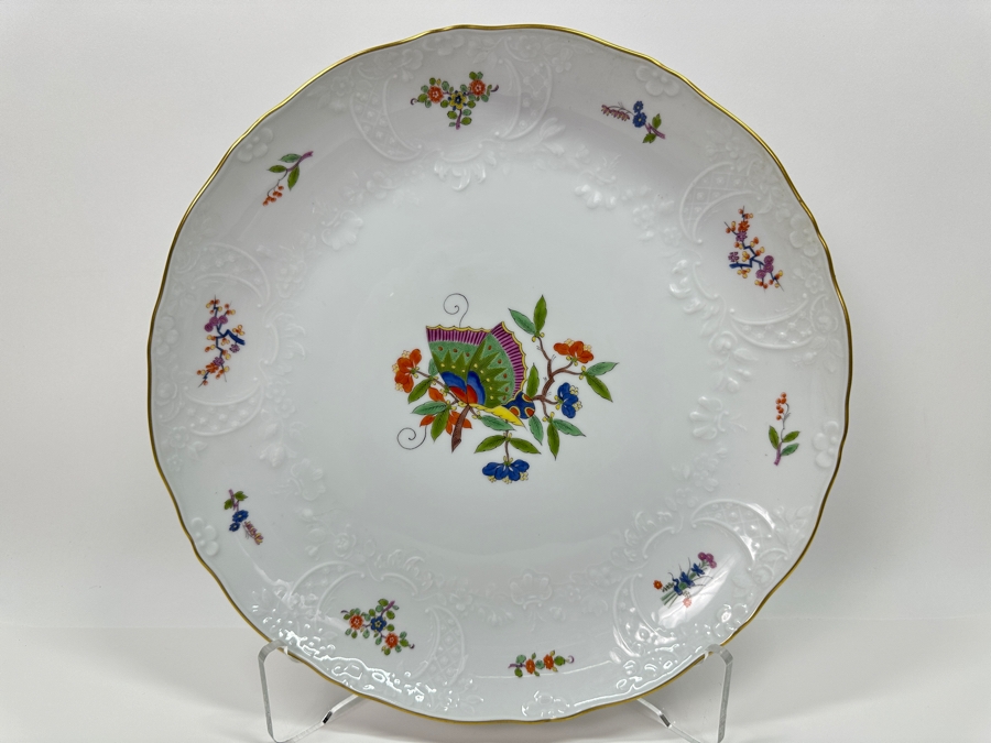 Meissen (Germany) Fine Porcelain Individually Hand Painted 'Colorful Chinese Butterfly Painting With Gold Rim' Schmetterling, Service Charger Plate 12W Estimate $300 [Photo 2]
