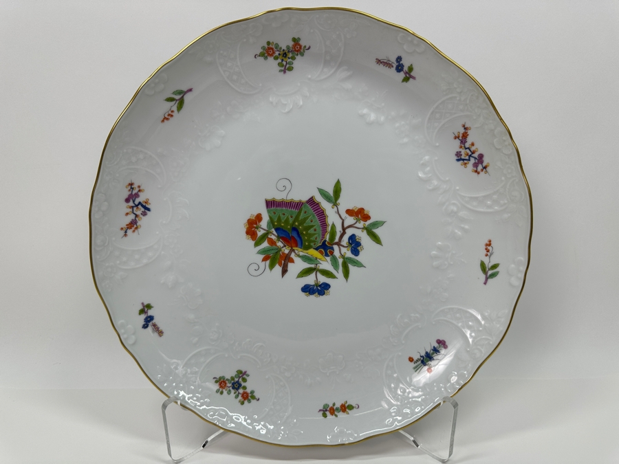 Meissen (Germany) Fine Porcelain Individually Hand Painted 'Colorful Chinese Butterfly Painting With Gold Rim' Schmetterling, Service Charger Plate 12W Estimate $300 [Photo 3]